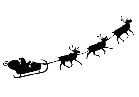 Santa Claus driving in a sledge  Vector illustration のイラスト素材
