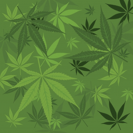 Vector green marijuana background with leavesのイラスト素材