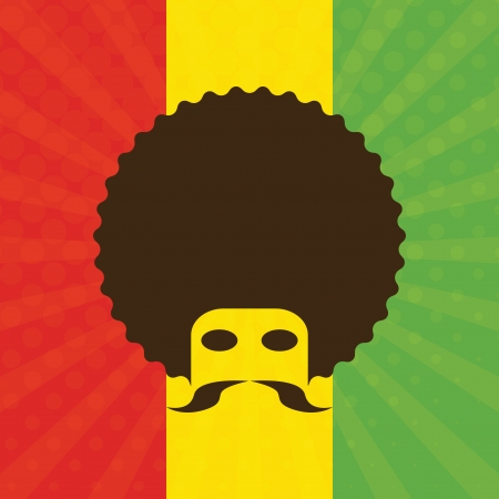 man with afro and flag of Ethiopia in background (vector illustration)のイラスト素材
