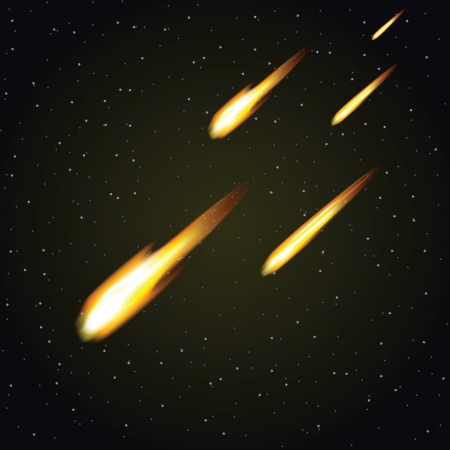 Meteor shower and dark space in background (vector illustration)のイラスト素材