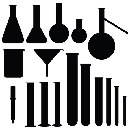 Set of laboratory silhouettes, vector illustrationのイラスト素材