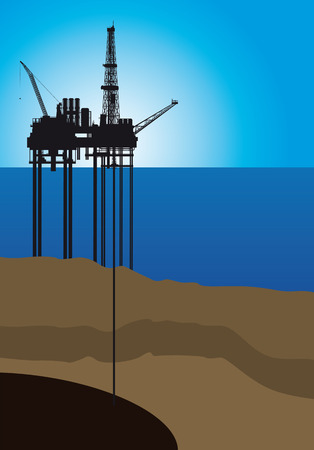Oil platform on sea, vector illustrationのイラスト素材