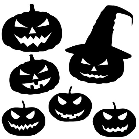 Collection of halloween pumpkins isolated on white backgroundのイラスト素材