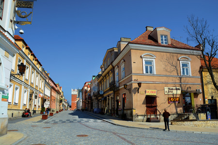 SANDOMIERZ OLD TOWN, POLAND - APRIL 10, 2015:  Sandomierz old town with historic buildings.のeditorial素材