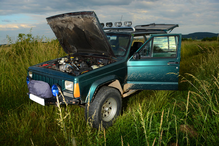 4x4 offroad truck on meadow