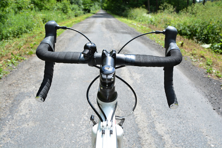 Biking in the forest. Small depth of field.の写真素材