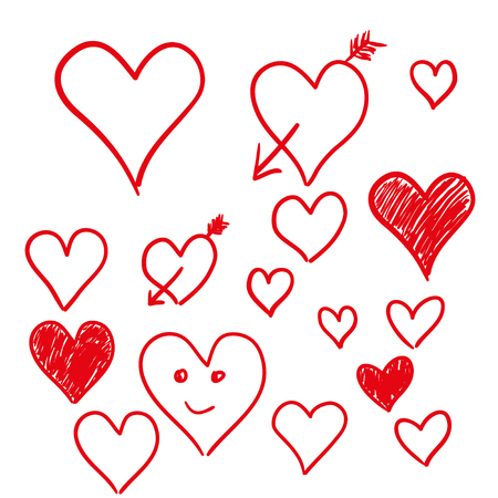 Set of hearts isolated on white background, vector illustrationのイラスト素材