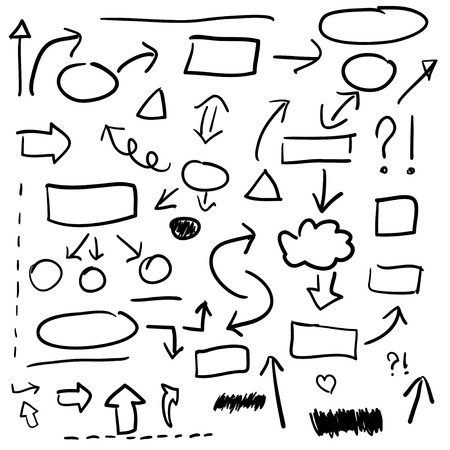 Set of hand drawn business elements, vector illustrationのイラスト素材