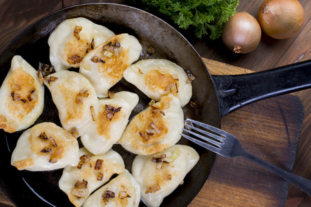 homemade pierogi dumplings, polish foodの写真素材