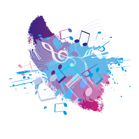 Abstract grunge music background with notes, vector illustrationのイラスト素材