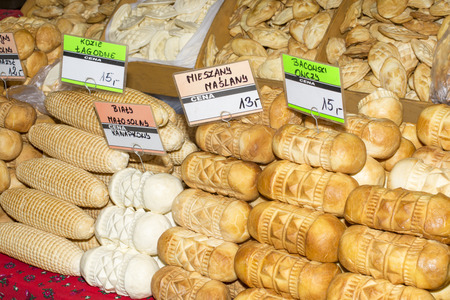 Various kinds of traditional polish smoked cheese oscypekの写真素材