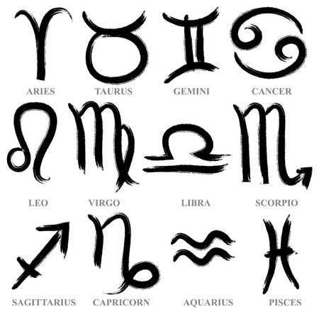 Set of hand drawn zodiac signs, vector illustrationのイラスト素材