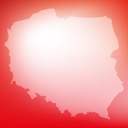 White and red background with shape of Poland.Vector illustrationのイラスト素材