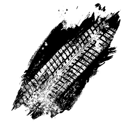 Grunge black tire track on white background, vector illustrationのイラスト素材