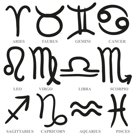 Set of hand drawn zodiac signs, vector illustrationのイラスト素材