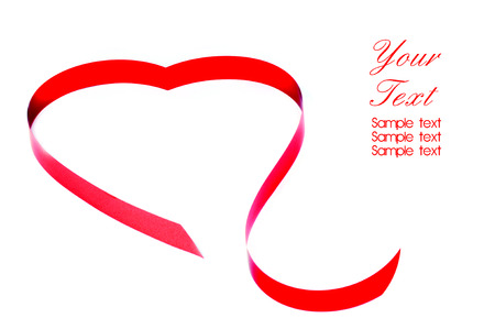 Ribbons shaped as hearts on white, valentines day background.の写真素材