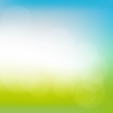 Abstract spring or summer sunny background with blue sky and green meadow, illustrationのイラスト素材
