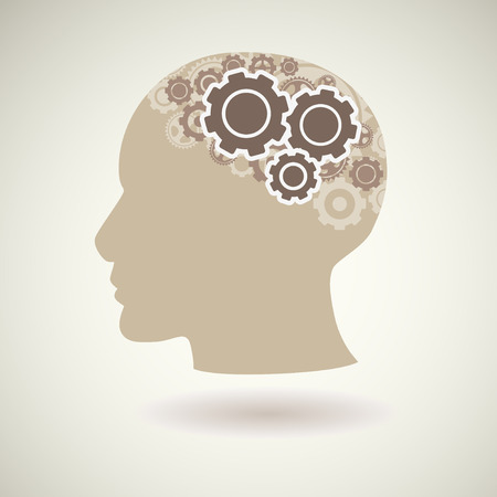 Head with gears icon, illustration.のイラスト素材