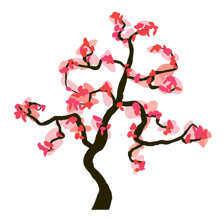 Sakura blossom isolated on white background, vector illustrationのイラスト素材