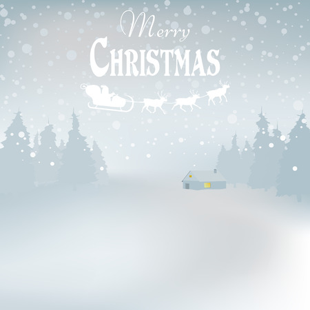 Winder snowy landscape with trees, vector illustration. Background.のイラスト素材