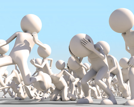 Crowd terrifiedの写真素材