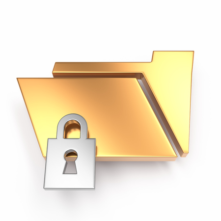 locked folder 3d icon over white backgroundの写真素材
