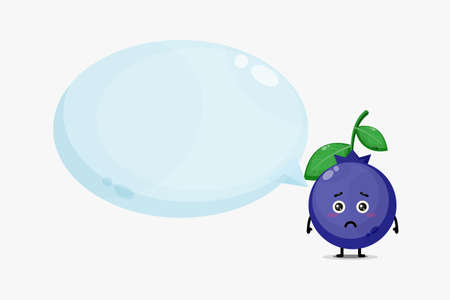 Cute Blueberrie mascot with bubble speechのイラスト素材