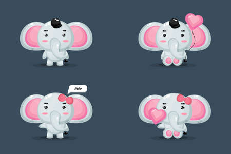 Cute Elephant Mascot setのイラスト素材