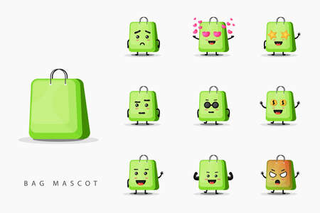 Cute bag mascot design setのイラスト素材