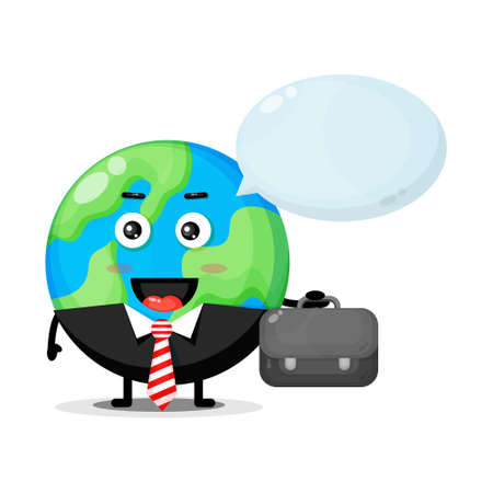 Cute Earth mascot leaves for workのイラスト素材