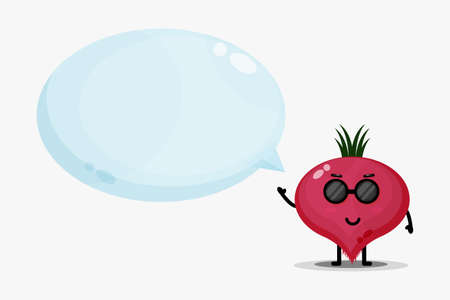 Cute beetroot mascot with bubble speechのイラスト素材