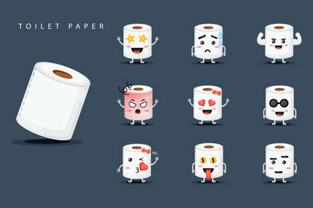 Cute Mascot Toilet Tissue Setのイラスト素材