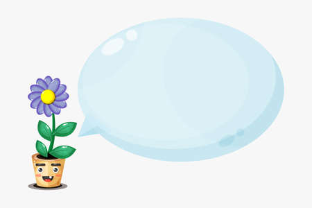 Cute Flowers Mascot with bubble speechのイラスト素材