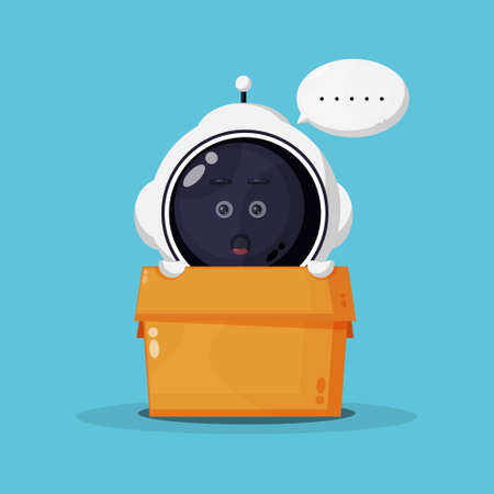 Cute astronaut mascot in boxのイラスト素材