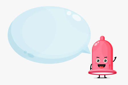 Cute condom mascot with bubble speechのイラスト素材