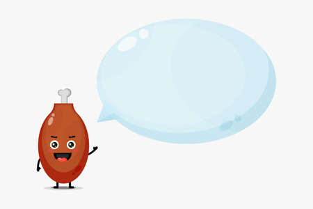 Cute chicken thighs mascot with bubble speechのイラスト素材