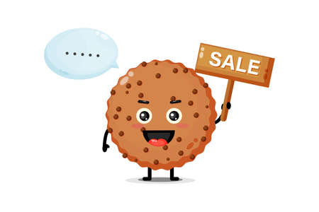 Cute chocolate mascot with the sales signのイラスト素材