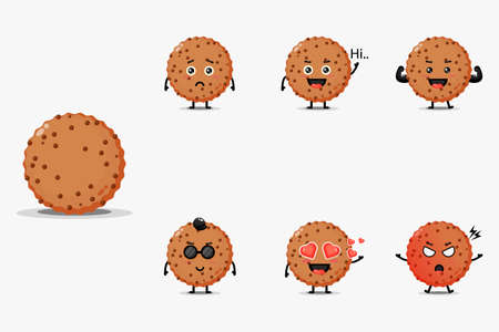 Cute chocolate cookie mascot design setのイラスト素材
