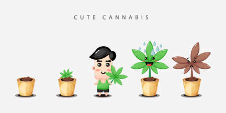 Cute cannabis design setのイラスト素材
