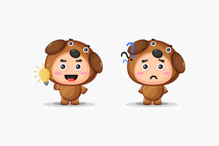 Cute dog mascot who has ideas and confusionのイラスト素材