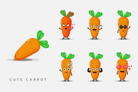 Cute mascot carrot setのイラスト素材