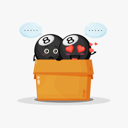 Cute billiard ball mascot in the boxのイラスト素材