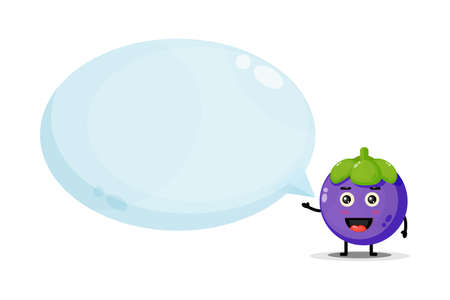 Cute character mangosteen with bubble speechのイラスト素材