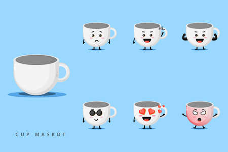Cute cup mascot design setのイラスト素材