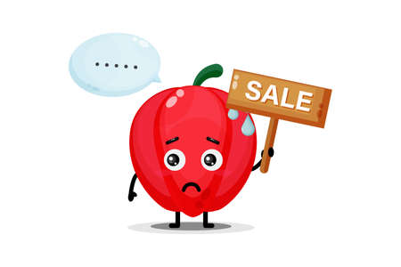 Cute bell pepper mascot with the sales signのイラスト素材