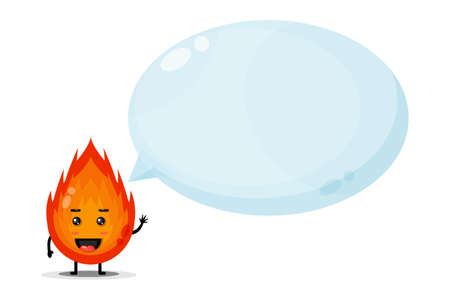 Cute character fire with bubble speechのイラスト素材