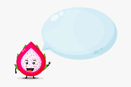 Cute dragon fruit mascot with bubble speechのイラスト素材