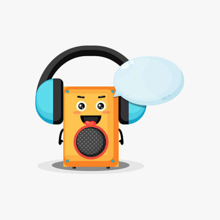 Cute mascot speaker listening to musicのイラスト素材