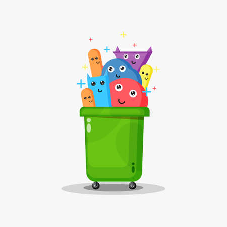 Cute doodle in the trashのイラスト素材