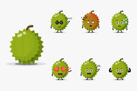 Cute mascot durian setのイラスト素材